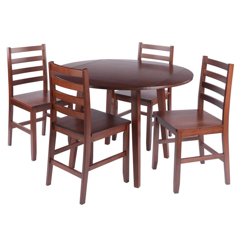 Dawson 5-Pc Drop Leaf Table with Ladder-back Chairs, Walnut
