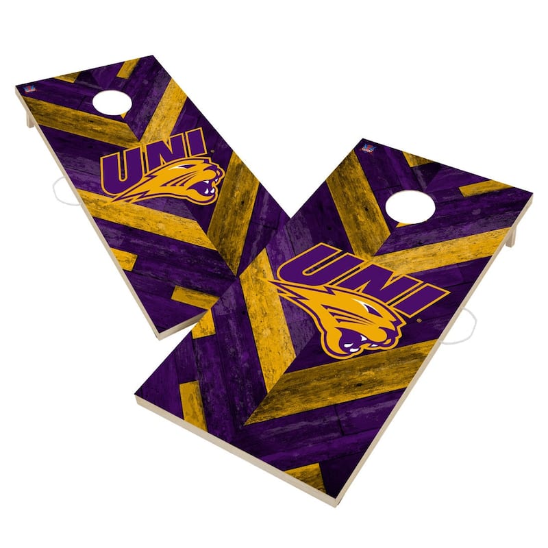 Northern Iowa Panthers Premium 2x4 Cornhole Boards - V2 - Include Team Bags + Carry Case