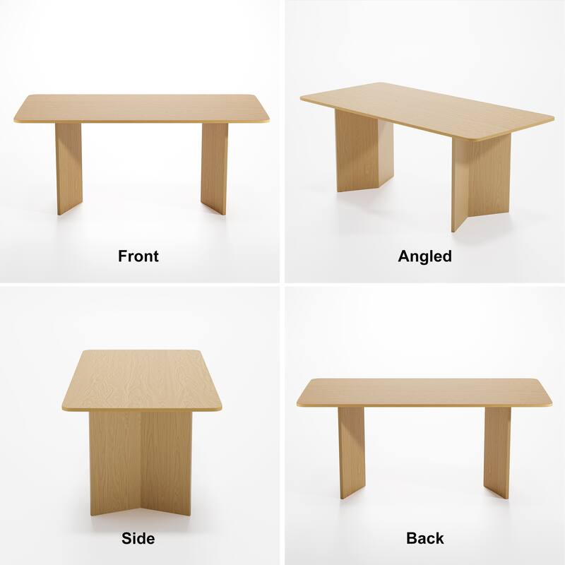 Solid Wood Farmhouse Dining Table with V-Shaped Legs and Square Wood Top for Modern Dining Rooms & Family Gatherings - 67"x33.5"