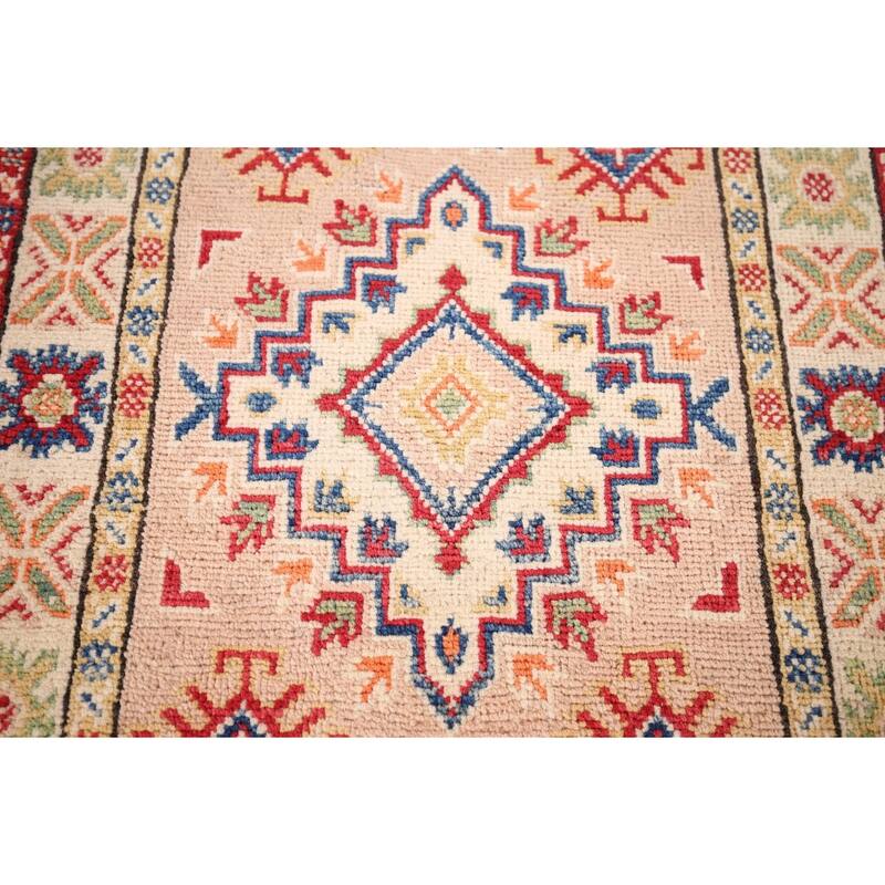 Kazak Accent Rug Hand-Knotted Traditional / Geometric Wool Carpet - 2'0" x 3'2"