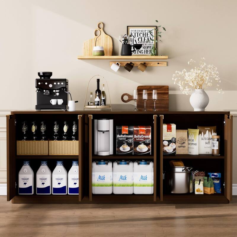 Modern Wavy Sideboard Large Buffet Storage Cabinet Entryway Floor Cabinet TV Stand Coffee Bar Cabinet