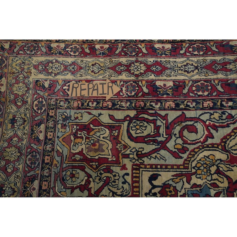 Hand Knotted Oriental 100% Wool Carpet Traditional Floral Beige & Ivories Kerman Area Rug - 8' 9'' X 6' 8''