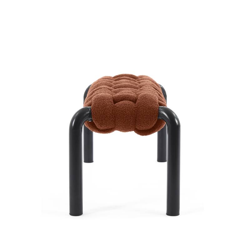 Christopher Knight Home - Teddy Braided Upholstered Bench with Black Metal Legs End-of-Bed Seating