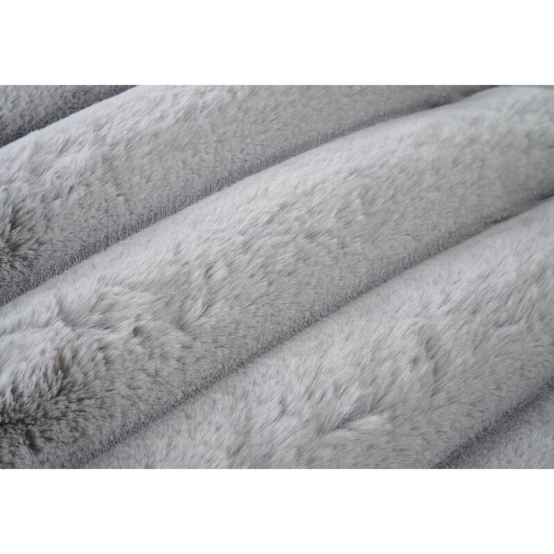 Madrid Collection Ultra Soft Ribbed Faux Fur Indoor Pouf