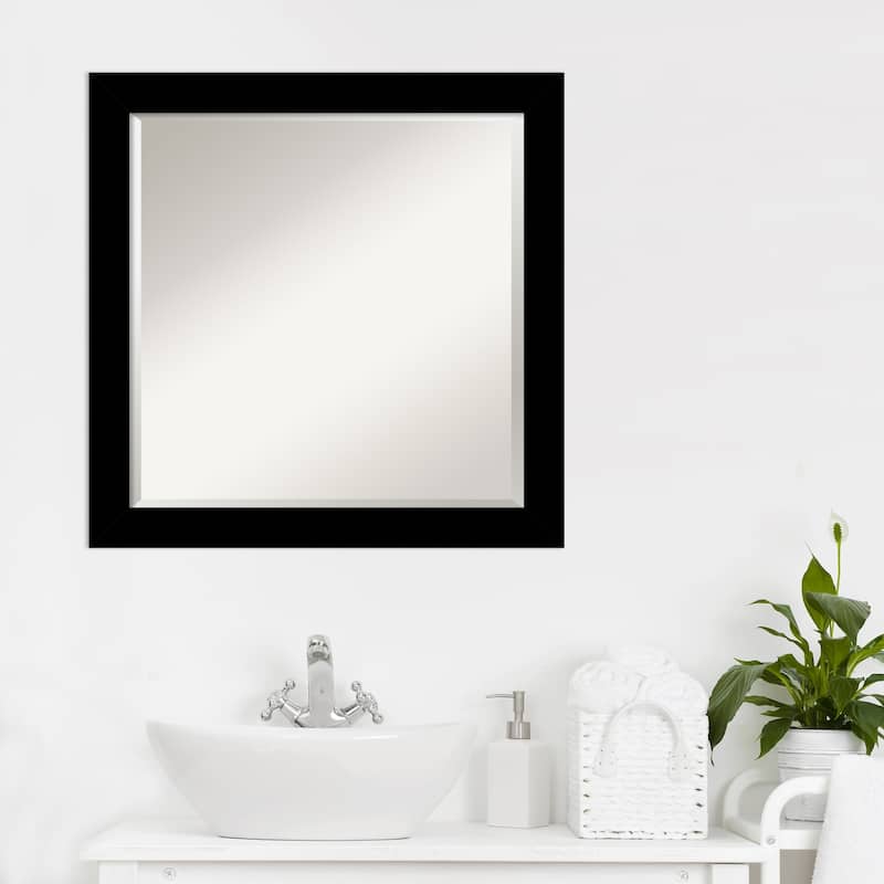Brushed Beveled Framed Bathroom Vanity Wall Mirror - Brushed Black