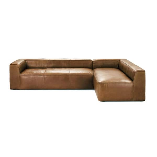 Cooper Right Arm Sectional Leather Sofa in Cognac