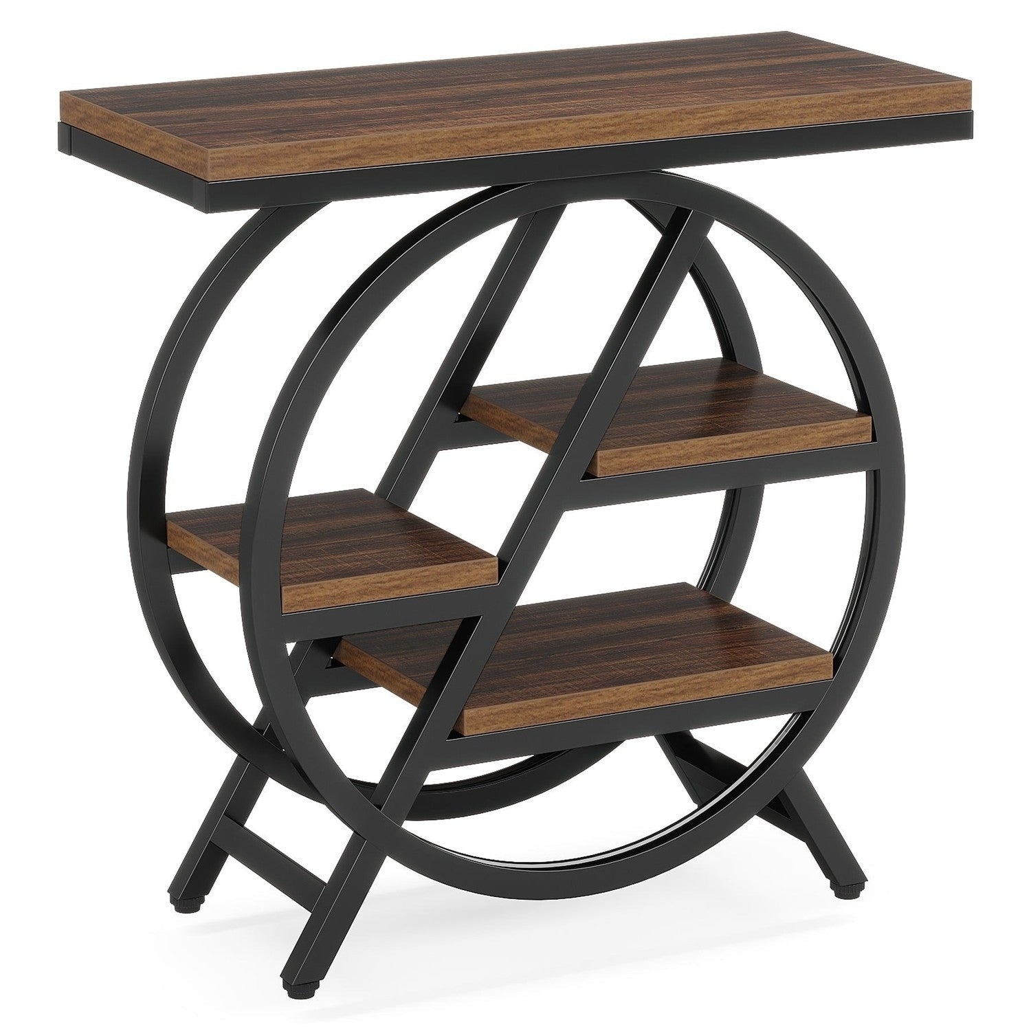 Tribesigns Contemporary 4-Tier Wood End Table with Storage Shelves