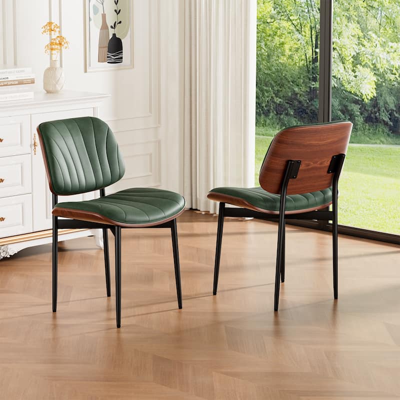 Mid Century Modern Dining Chairs, Upholstered Dining Chairs Set of 2 - 18.1 x 18.8 x 31.8 in - Green