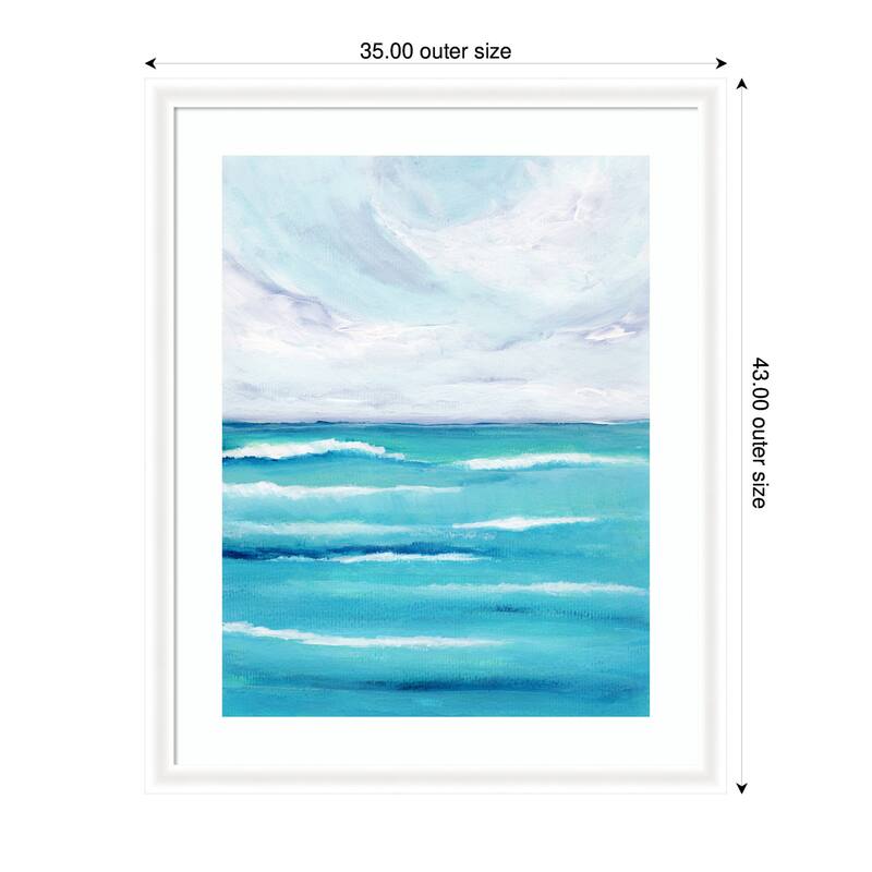 Kate and Laurel Framed Art Evening Ocean Waves by Nikita Jariwala