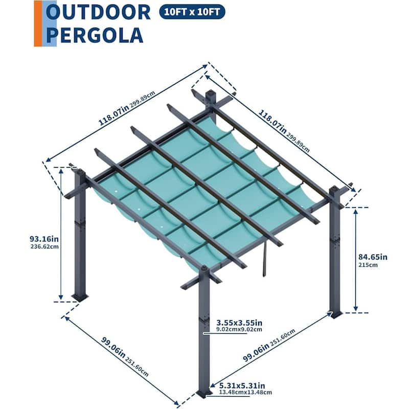 10x10 Ft Patio Outdoor Pergola and Gazebos for Existing Deck, Backyard Garden Porch