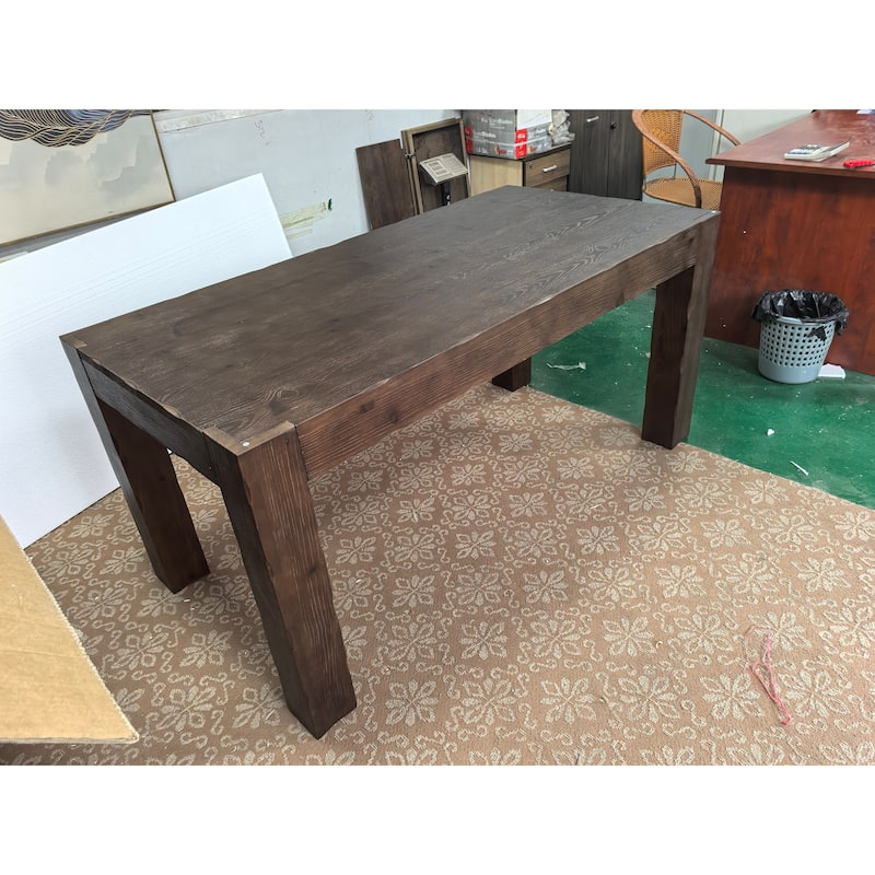 63-Inch Solid Wood Computer Desk, Large Executive Desk for Home Office