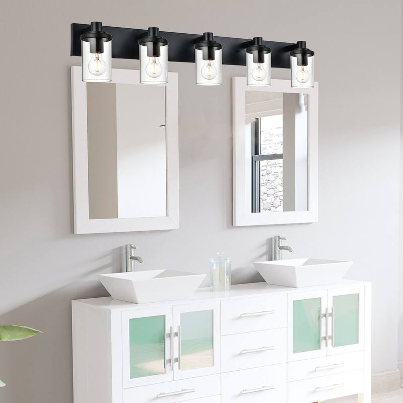 5-Light Vintage Bathroom Vanity Light with Clear Glass Shades