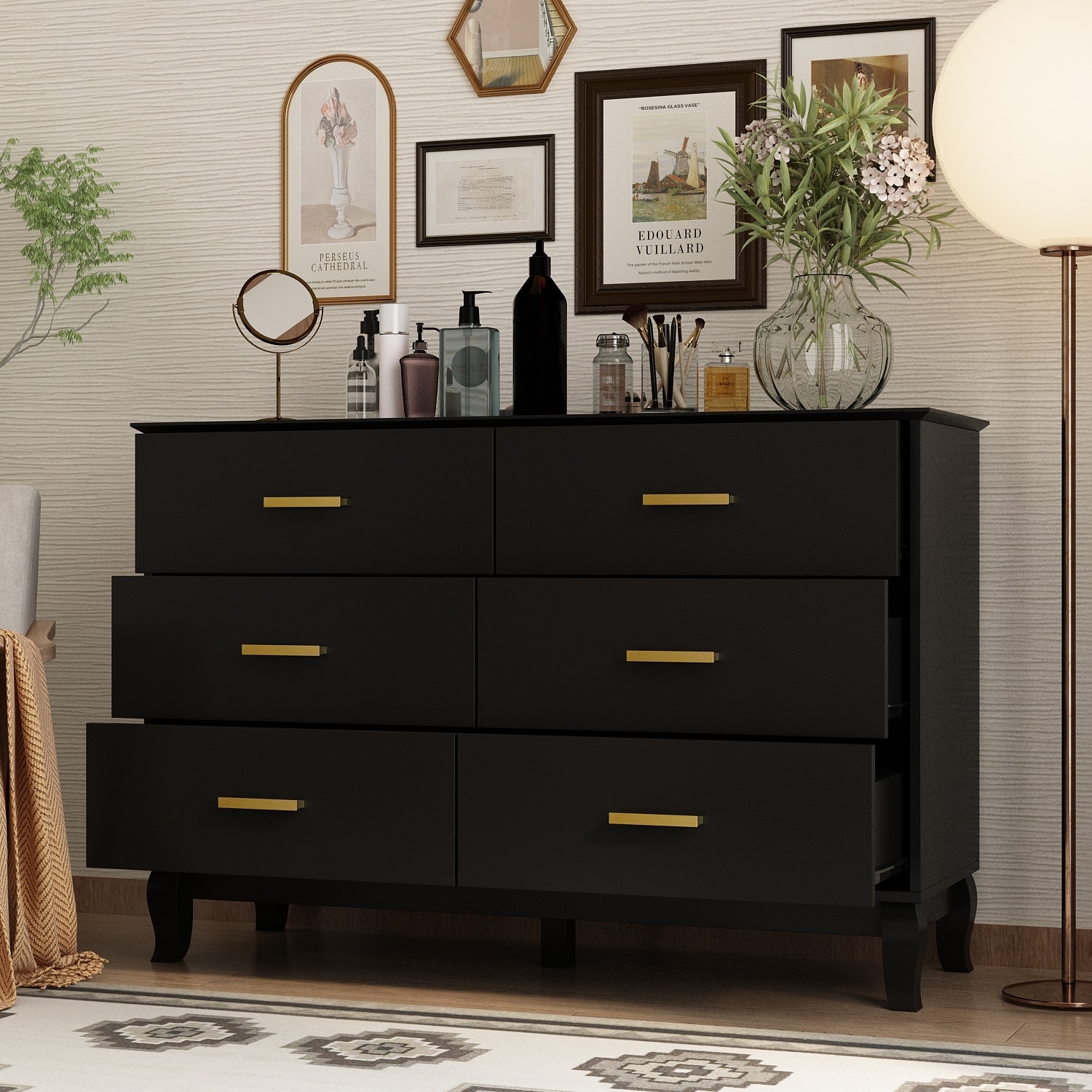 FUFU&GAGA 47.2''W 6 Drawer Double Dresser Drawer Storage - Picture 8 of 13