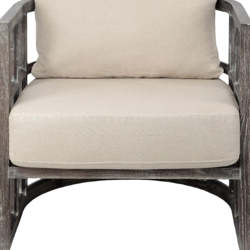 HomeRoots 30" Cream And Brown Fabric Distressed Barrel Chair - 29.75' X '33.75' X '29