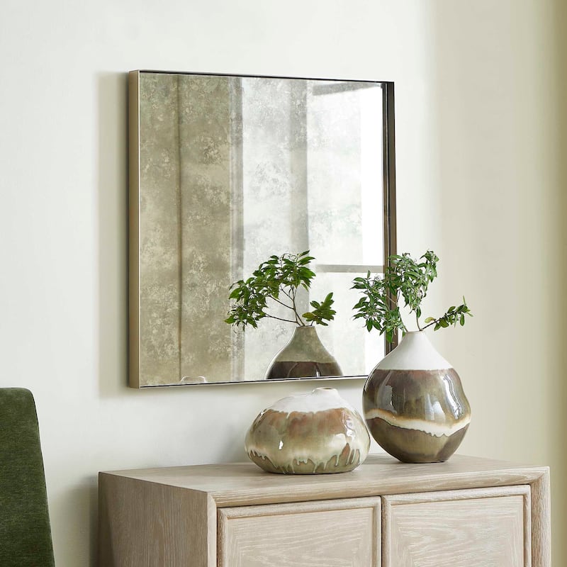 Uttermost 08256 Fredric 24-1/4" Square Flat Stainless Steel Framed