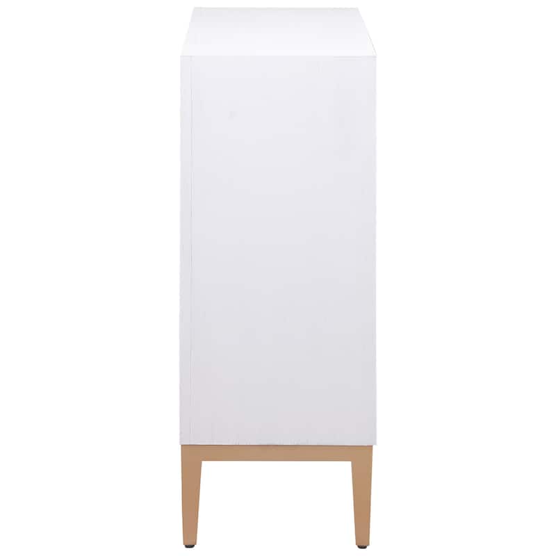 Gretchen 2-Door Wood Fluted Parquet Cabinet White And Brown