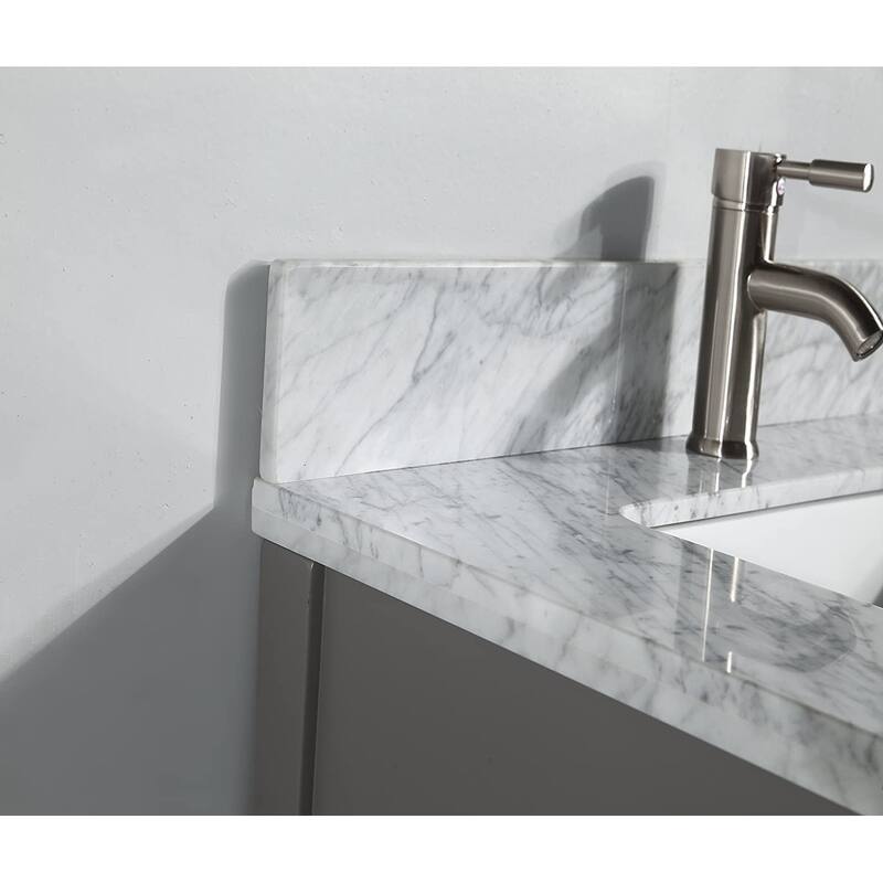 Vanity Art 30-Inch Single Sink Bathroom Vanity Set Carrara Marble Stone Top Soft Closing Doors Undermount Sink with Free Mirror