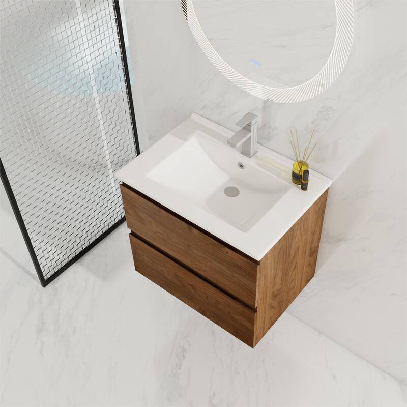 BNK 24"/30"/36'' Single Sink Bathroom Vanity with Two Soft Close Drawers