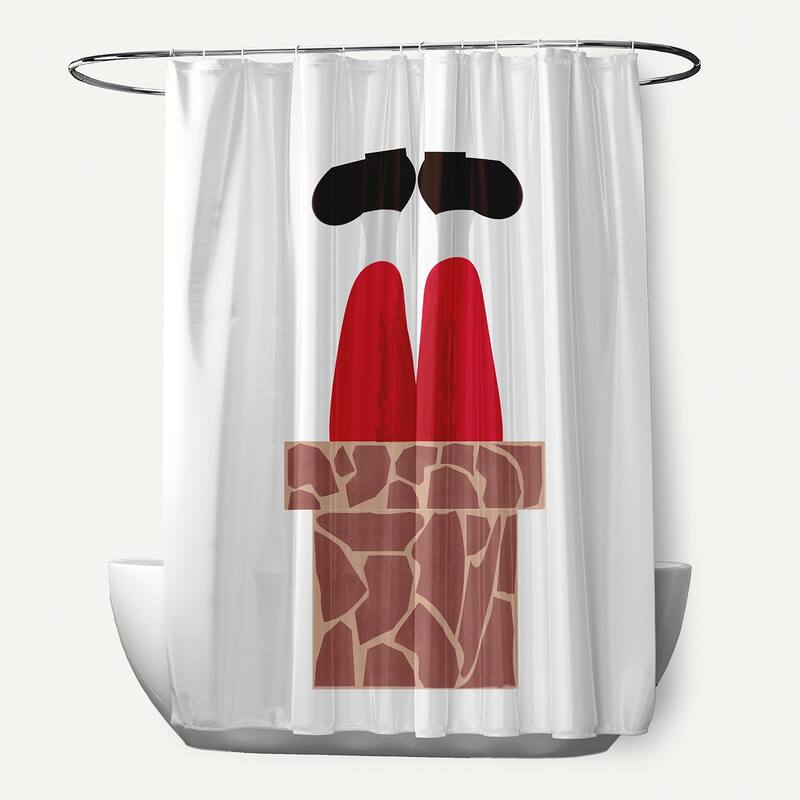Away He Goes Holiday Print Shower Curtain - Brown