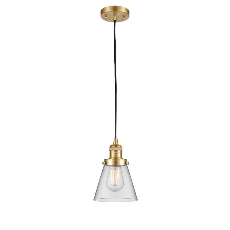 Innovations Lighting Franklin Restoration Cone - 1 Light 6" Cord Hung Mini Pendant - Clear/Satin Gold