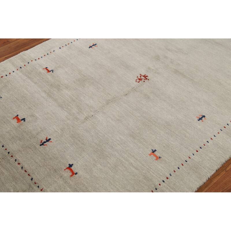 Animals Tribal Gabbeh Oriental Accent Rug Handmade Wool Carpet - 3'11"x 5'10"