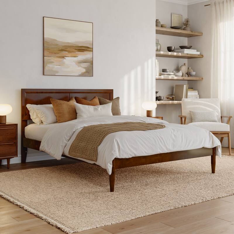Ellarie Platform Bed with Adjustable Headboard - Full - Walnut