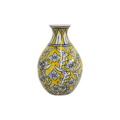 Home&Manor Ceramic Bottle Vase Yellow
