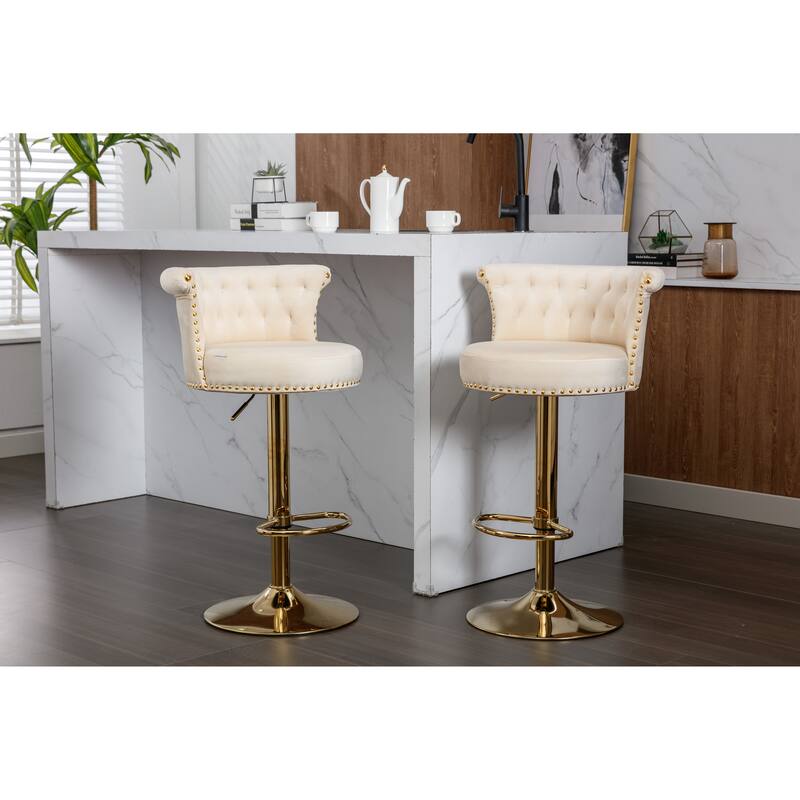 HOMEFUN Swivel Bar Stools Set of 2 Adjustable Counter Height Chairs with Footrest for Kitchen, Dining Room 2PC/SET