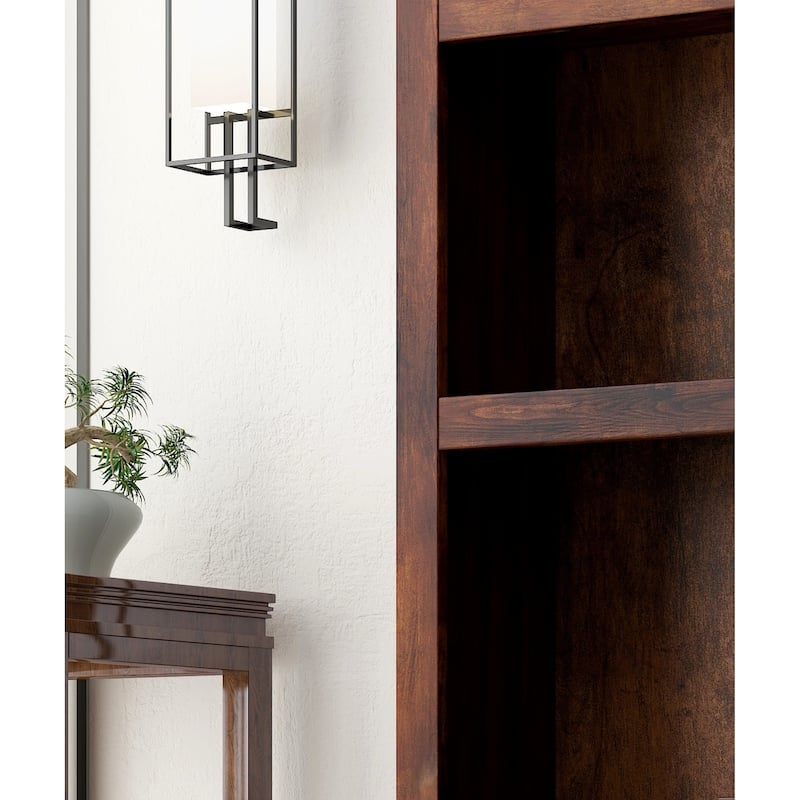 Bridgevine Home Sausalito 64 inch high Bookcase, No Assembly Required, Whiskey Finish