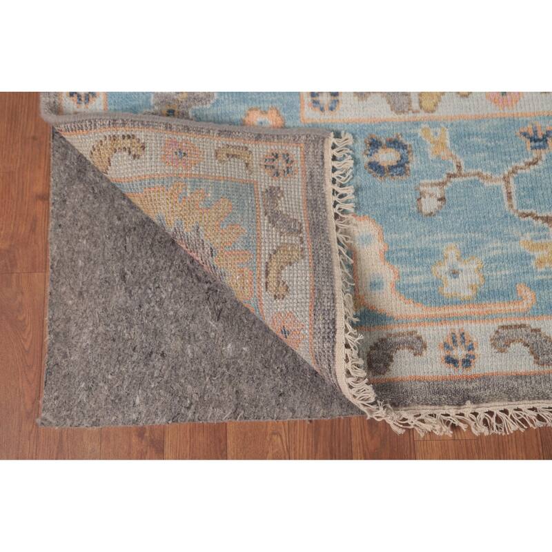 Gray Floral Oushak Area Rug Hand-Knotted Wool Carpet - 8'8"x 11'10"
