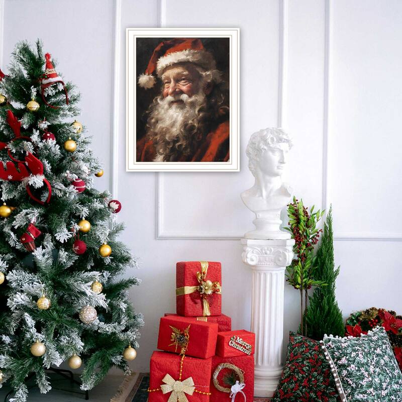 Framed Wall Art - Papa Noel, White Frame