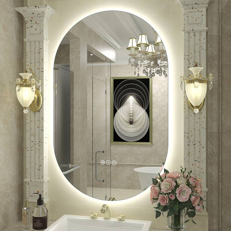 UL Certified Oval LED Lighted Anti-fog Wall Bathroom Vanity Mirror - 20"x32" - Backlit