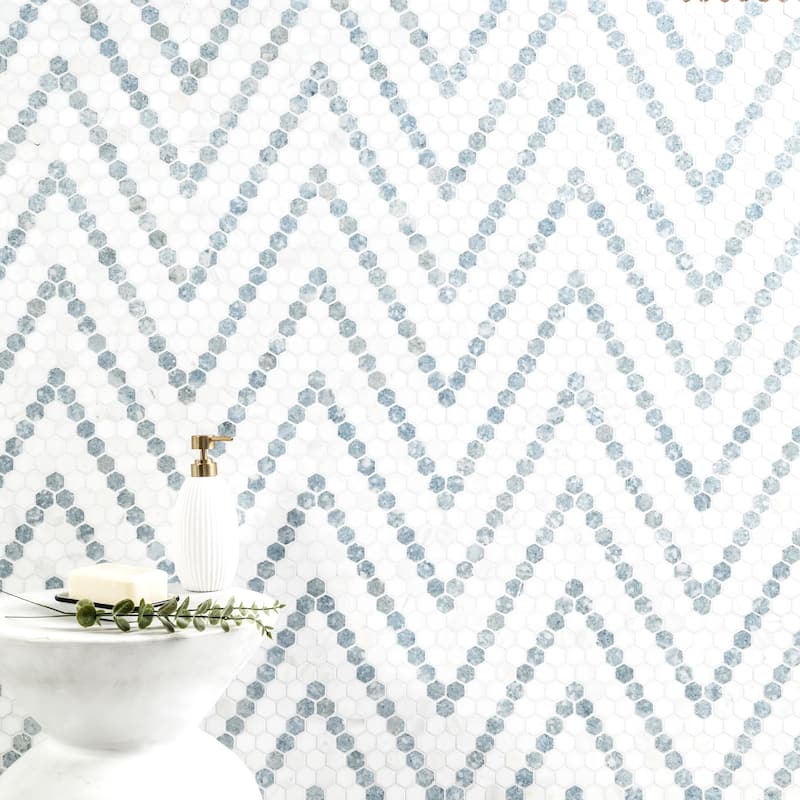 Ackland AKM-S-1X1LUP-CA 11" x 14" Marble Geometric Floor and Wall
