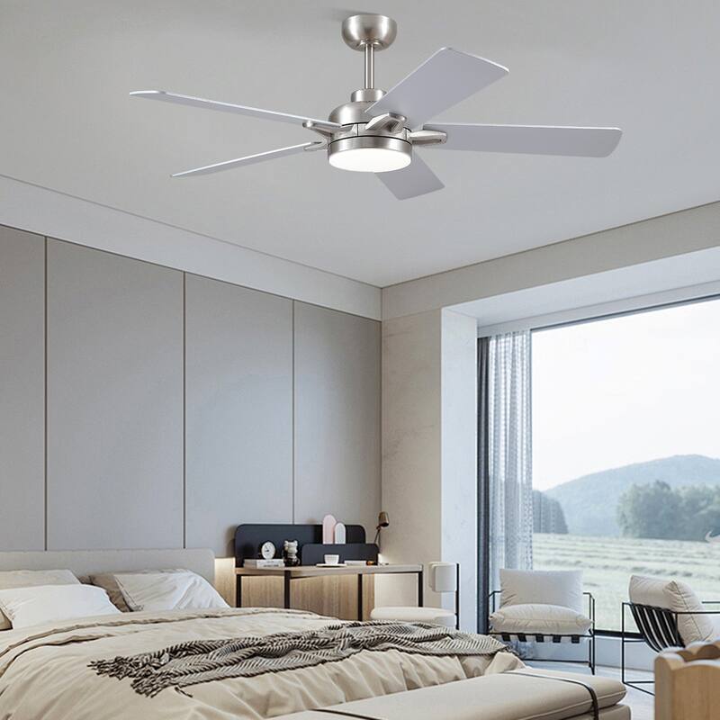 52" Modern Quiet Ceiling Fan with Light and Remote 6 Speed Airflow Bright Light for Bedroom Living Room Patio - 52 Inches