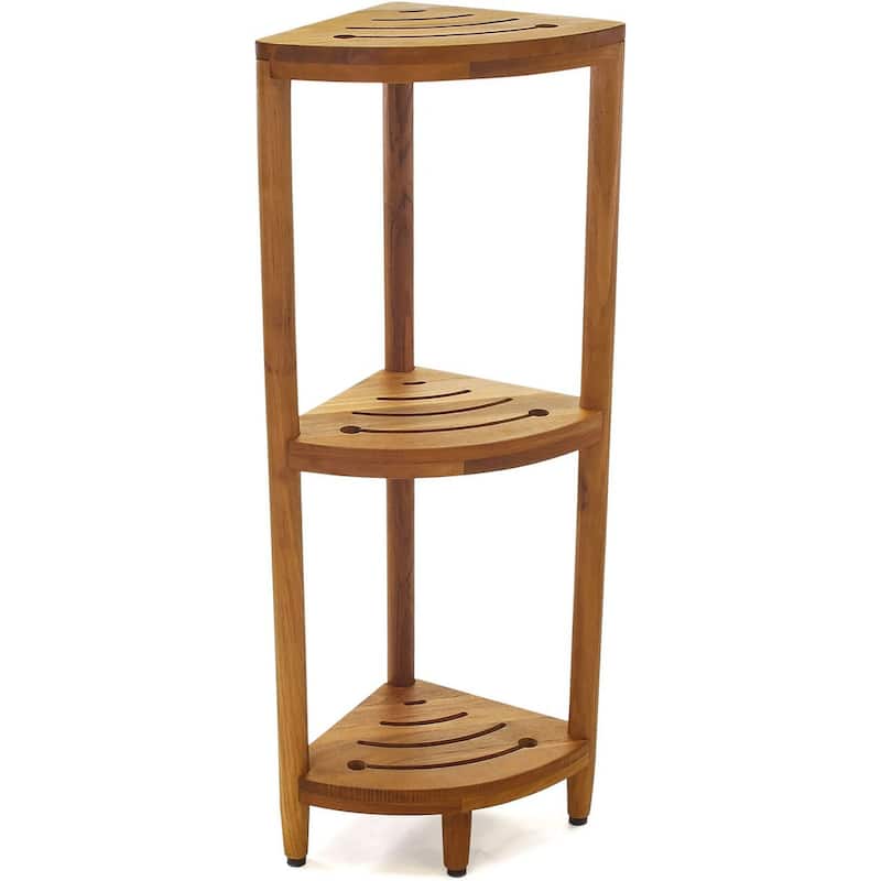 The Original Kai Three-Tier Corner Teak Bath Shelf - Teak Oil - 3 Tier