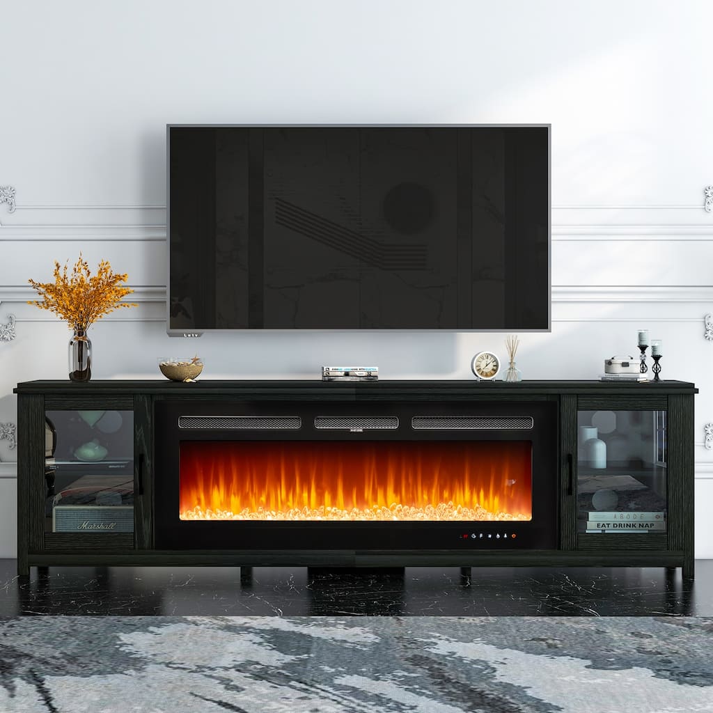 80" Fireplace TV Stand, Entertainment Center with 50" Electric Fireplace
