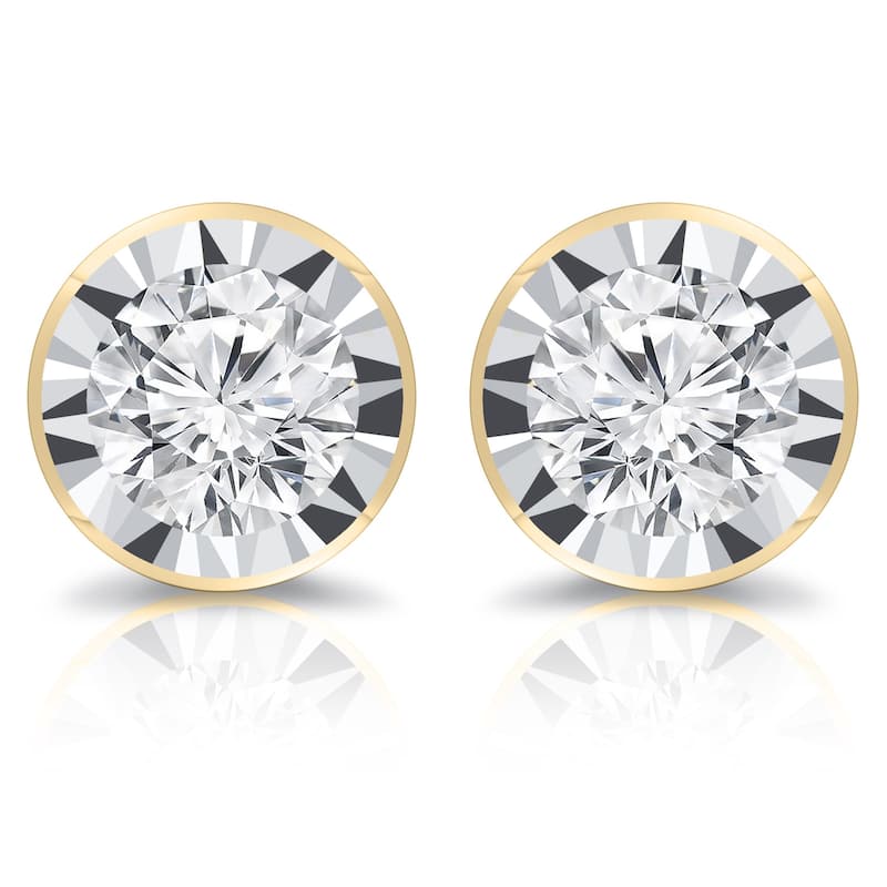 Auriya 14k Gold 5/8ctw Round Diamond Stud Earrings Bezel-set (G-H, VS1-VS2)