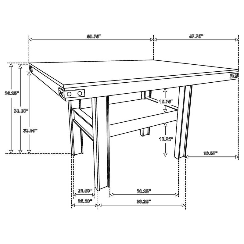 Patter Counter Height Dining Table, Shelf, 60 Inch Black Brown Wood