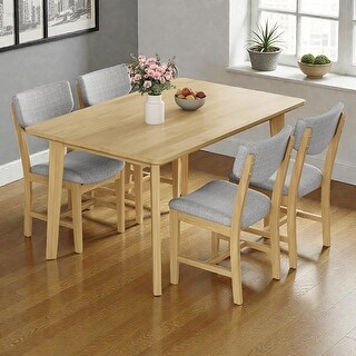 5-Piece Dining Table Set for 4, Rectangular Solid Wood Dining Table ...