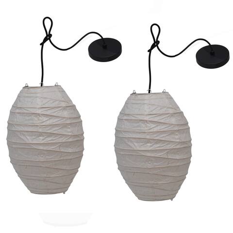 Handmade Paper Pendant Lantern Lamp, Set of 2