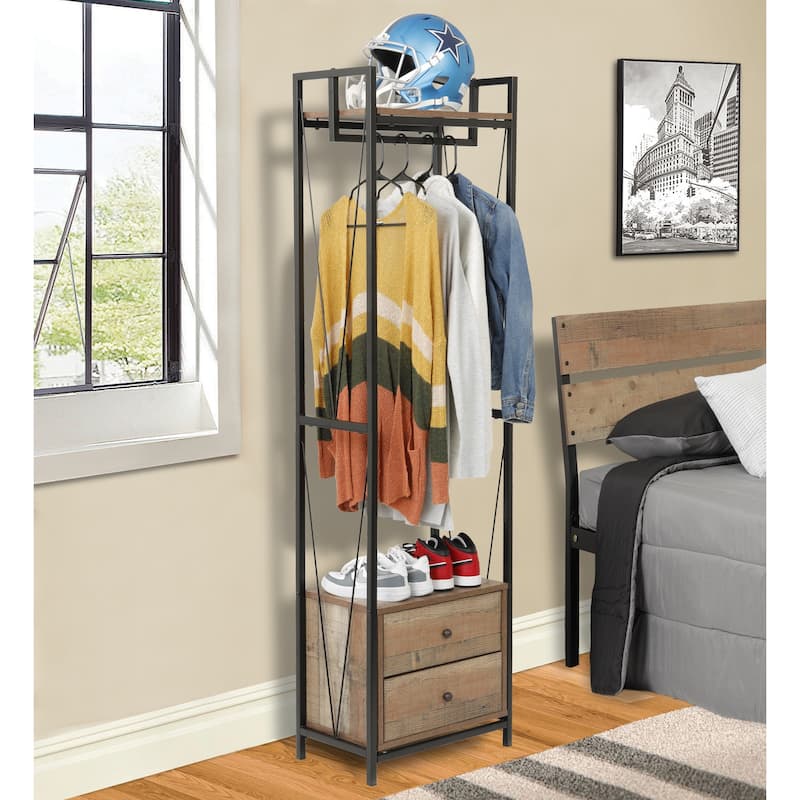 OS Home and Office Mountain Ridge Two Drawer Wadrobe Cabinet in Rustic Reclaimed Barnwood Laminate - N/A