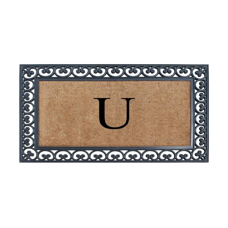 A1HC Natural Rubber and Coir Monogrammed Front Porch Entry Doormat 30"X48" - U