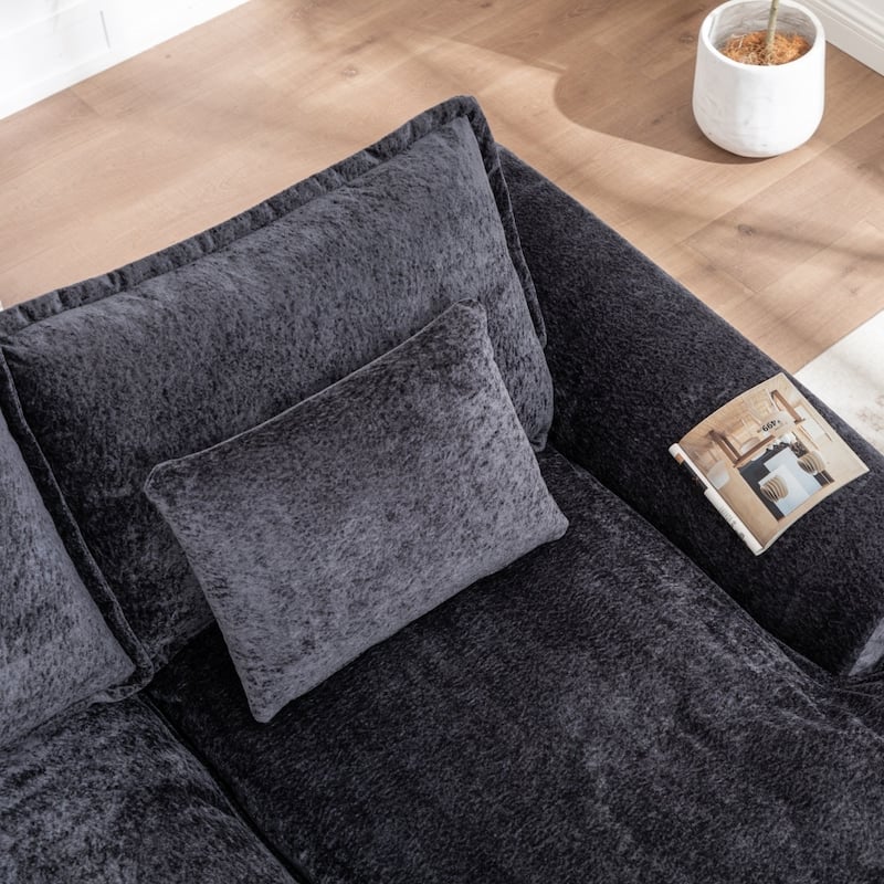 103.15" Modern Chenille Boneless Sectional Sofa with Chaise