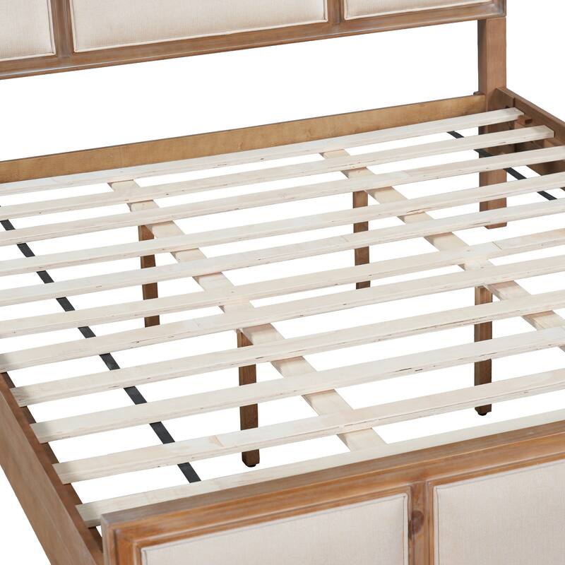 Christopher Knight Home - Hendrix Modern Farmhouse Upholstered Wood Platform Bed with Panel Headboard and Footboard