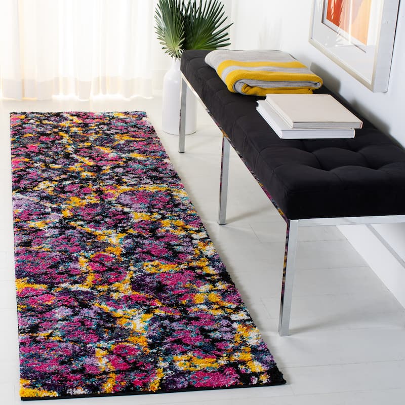 SAFAVIEH Fiesta Shag Aybek Abstract Rug - 2'3" x 8' Runner - Lavander/Multi