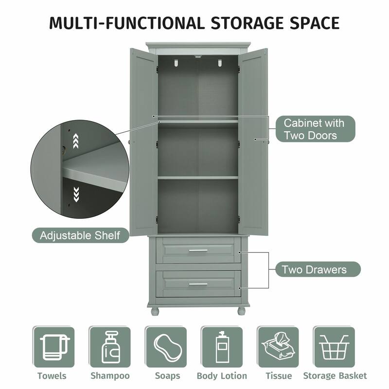 Tall Storage Cabinet with Two Drawers