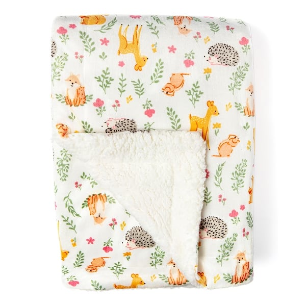 slide 2 of 2, Baby Girls Fawn Pattern Mink Sherpa Blanket