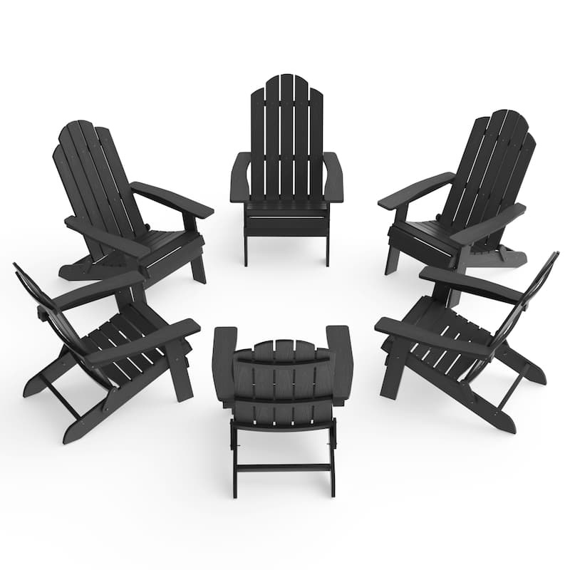 WINSOON All-Weather Poly Outdoor Adirondack Chairs - Foldable (Set of 6)