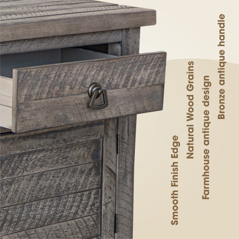 Montana Acacia Wood Bedside Cabinet Rustic Farmhouse End Table Storage