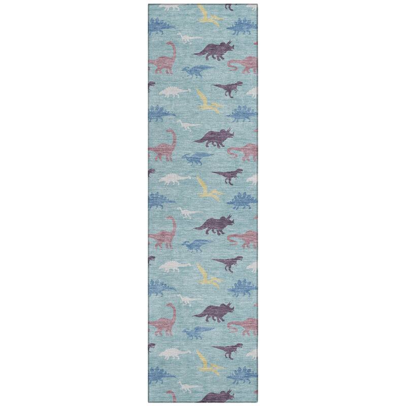 Machine Washable Indoor/ Outdoor Modern Dinosaur Chantille Rug